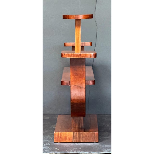 Wood Art Deco Plant Stand or Etagere of Figured Walnut From Italy For Sale - Image 7 of 10