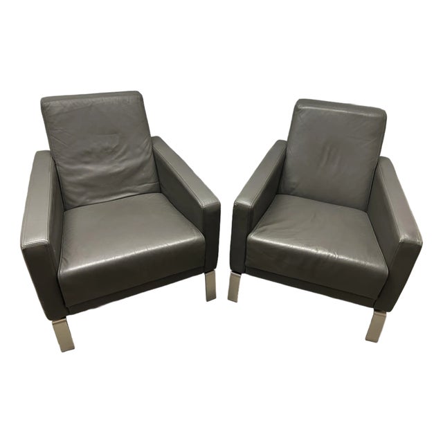 BoConcept Fly Leather Chairs - A Pair For Sale