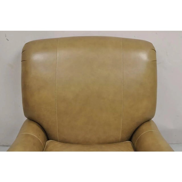 Ethan Allen Oxford Leather Brown Recliner Club Lounge Chair and Ottoman For Sale In Philadelphia - Image 6 of 12