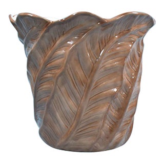 Large 1960s Banana Leaf Ceramic Planter For Sale