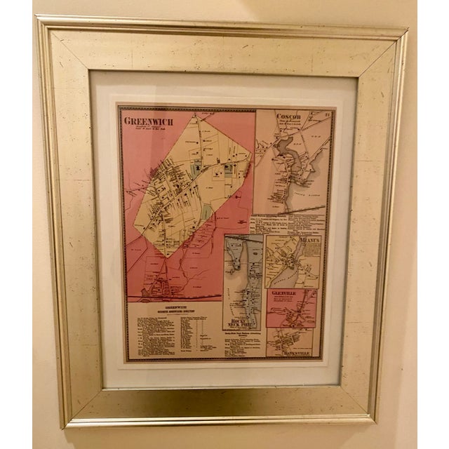 Framed Antique Map of Greenwich, Connecticut For Sale - Image 4 of 9