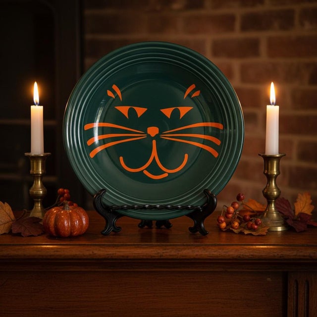 Rare Fiesta Black Cat Halloween Chop Plate-Betty Crocker-Fiestaware-Laughlin For Sale - Image 4 of 9
