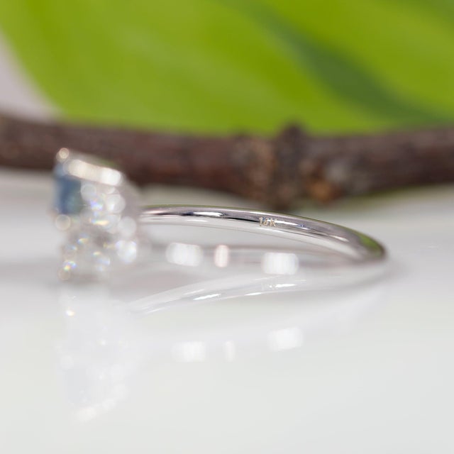 Natural Montana Sapphire Ring With Earth-Mined Diamond Accents: Solid 14k Gold, Size 6.75 For Sale - Image 9 of 9