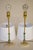 1930s Matched Pair Art Deco French Empire Ornate Brass Travertine Marble Candlestick Table Lamps For Sale - Image 10 of 10
