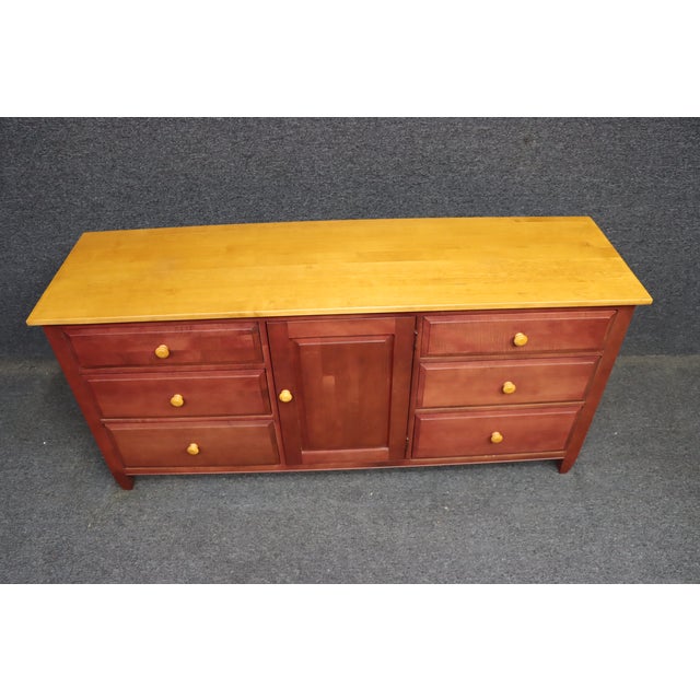 1990s Ethan Allen “Country Colors” Painted Dresser With Maple Top For Sale - Image 5 of 14
