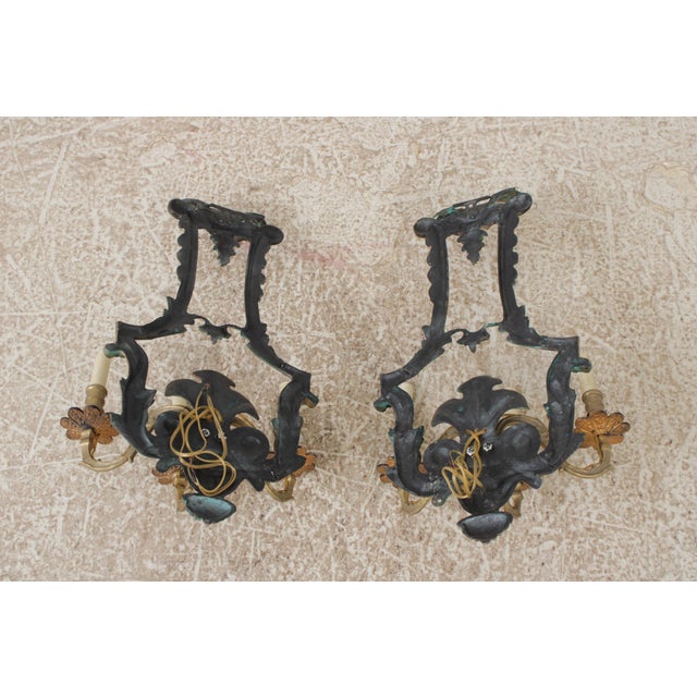 Pair of Vintage Italian Renaissance Electric Bronze Wall Sconces For Sale - Image 13 of 13