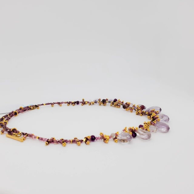 Estate Amethyst Multi Shape Necklace in 18k Yellow Gold For Sale - Image 4 of 5