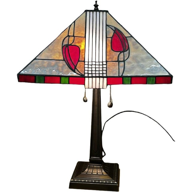 Stained Glass Lamp in the style of Tiffany, 1900s For Sale - Image 15 of 15