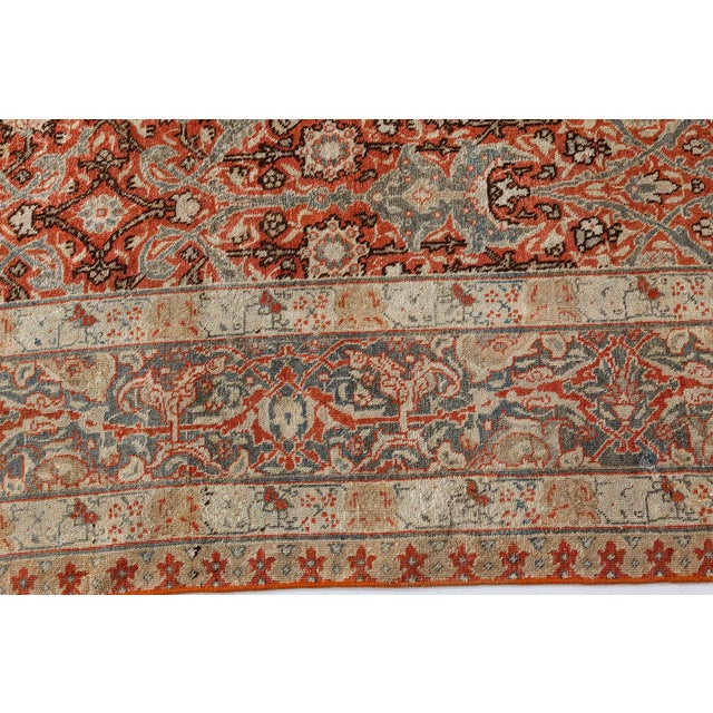 Early 20th Century Early 20th Century Persian Tabriz Red Handmade Wool Rug For Sale - Image 5 of 8