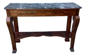French Antique Empire Console Table W/Marble Top