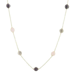 Amethyst Rose Quartz and Rock Crystal Necklace