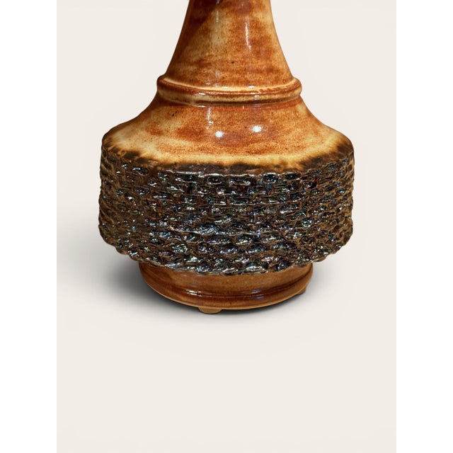 Gene Farkus Studio Pottery Glazed Ceramic Bottle-Form Vase With Textured Design For Sale - Image 4 of 4