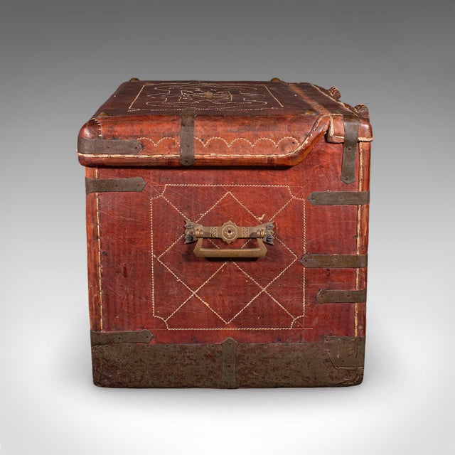 Antique Casablanca Travel Trunk, African, Leather, Portmanteau Case, Edwardian For Sale - Image 6 of 12