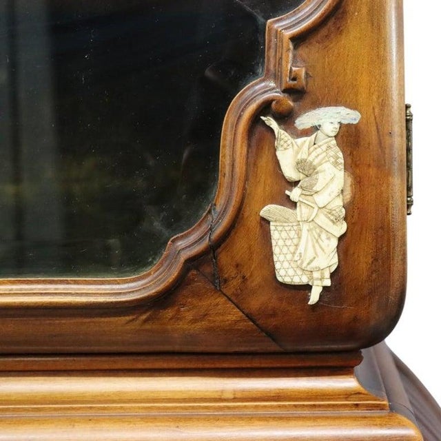 Antique Japanese Dai-Nippon Carved Mahogany & Bone Vitrine With Mahogany C1890 For Sale - Image 6 of 18