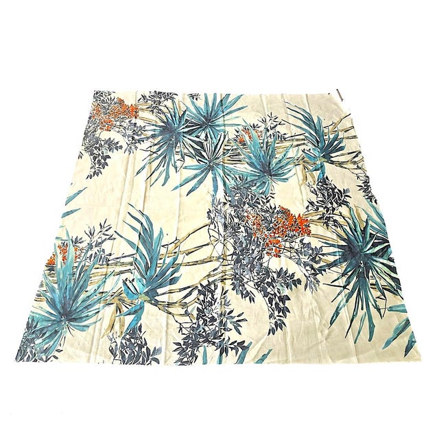 Off-white Jim Thompson Cassia Fabric in Teal, 56"/1.5 Yards For Sale - Image 8 of 11