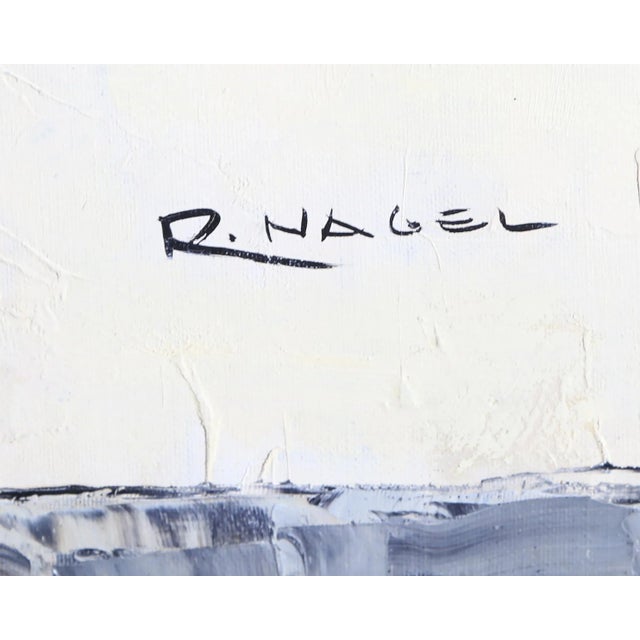 Red Roses in Vase Unknown Artist Date: circa 1970 Oil on Canvas, signed 'R. Nagel' l.r. Size: 48 x 20 in. (121.92 x 50.8...