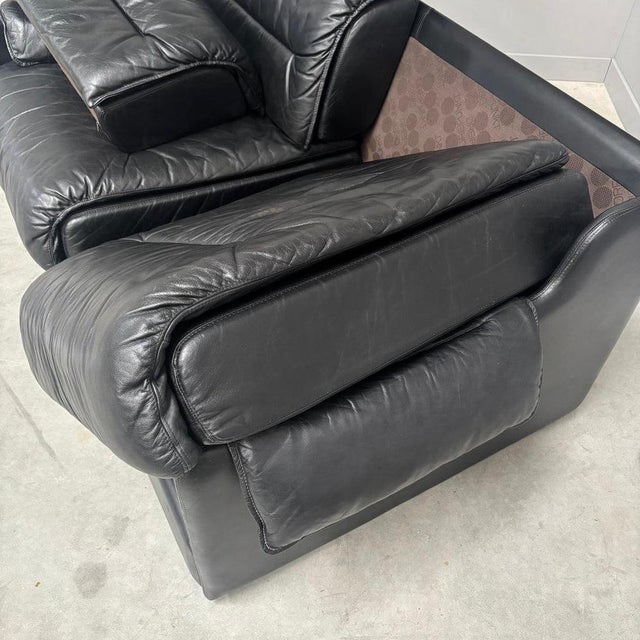 Vintage Two-Seater Sofa in Black Leather by Dreipunkt, 1970s For Sale - Image 15 of 17