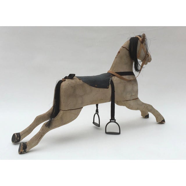 C 1900 Antique Wooden Windsor Grey Painted Hobby Horse - For Sale In Monterey, CA - Image 6 of 13