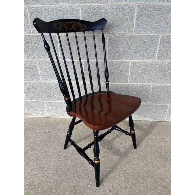 Hitchcock L. Hitchcock Black Harvest Fan Back Windsor Side Chairs - Set of 4 For Sale - Image 4 of 10