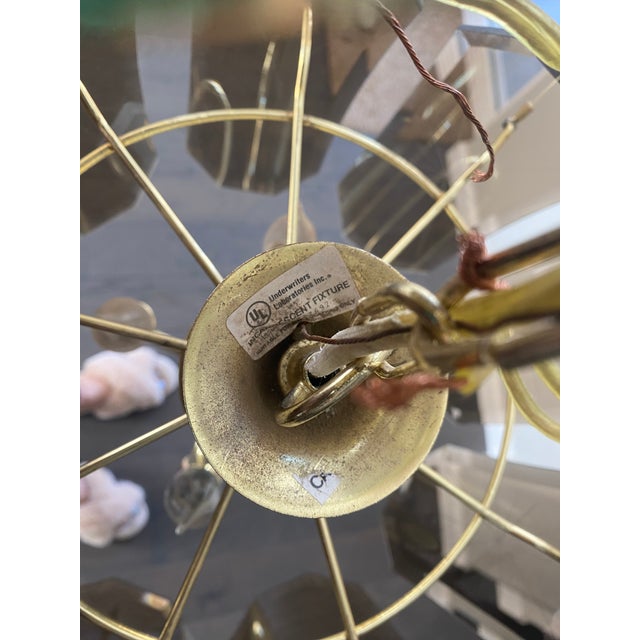 Metal Vintage Catalina Lighting Smoked Curved Glass Beveled Chandelier For Sale - Image 7 of 12