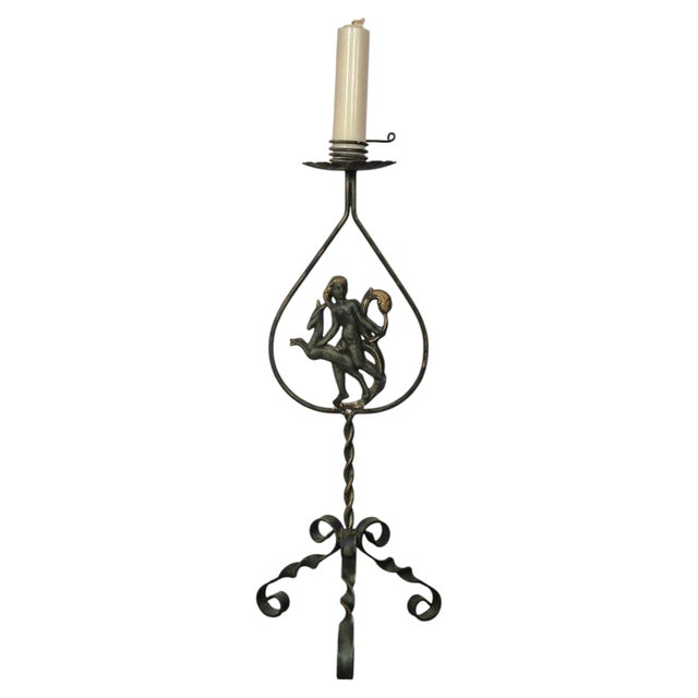 Swedish Grace Floor Candelabra in Wrought Iron with Goddess Diana, 1920s For Sale - Image 8 of 8