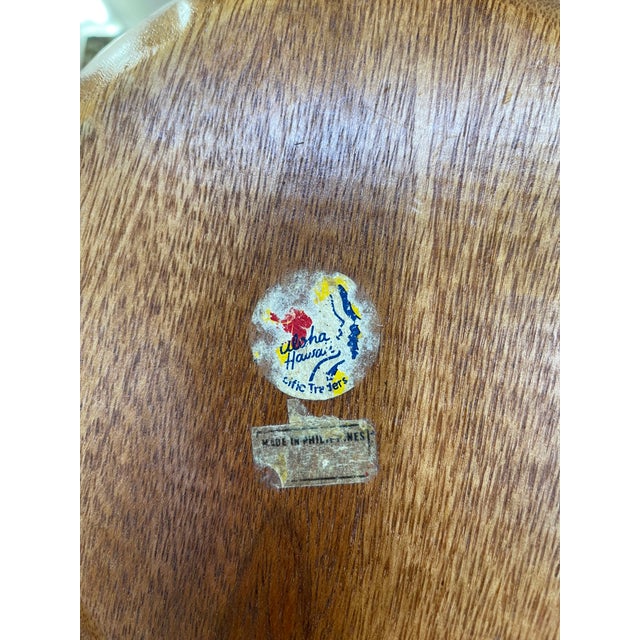Brown Vintage Hand-Carved Decorative Wood Bowl by Pacific Traders - Made in the Philippines for Aloha Hawaii For Sale - Image 8 of 9