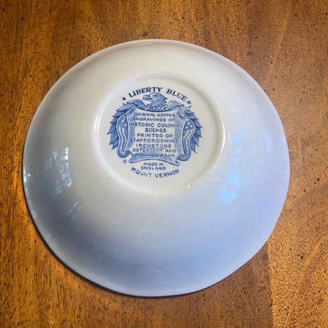 Ceramic 1980s Liberty Blue Mount Vernon 6 3/8” Cereal Bowls - 2pc For Sale - Image 7 of 11