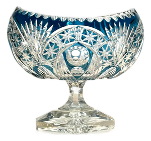 Blue Overlay Crystal Bowl from Val Saint-Lambert