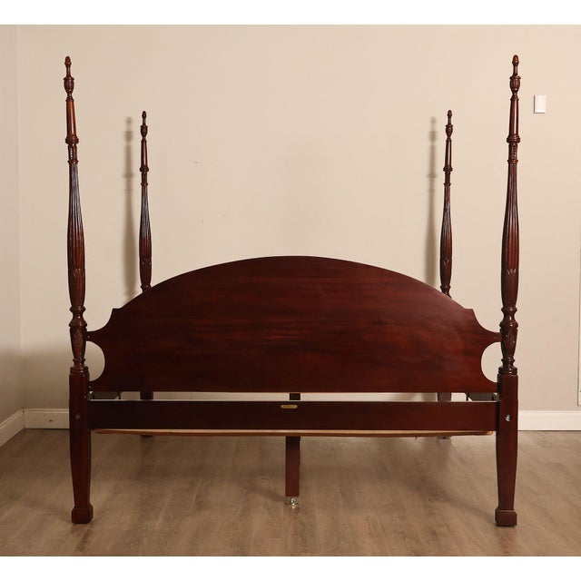 Craftique Mebane Rice Traditional Mahogany King Four Poster Bed For Sale - Image 14 of 18