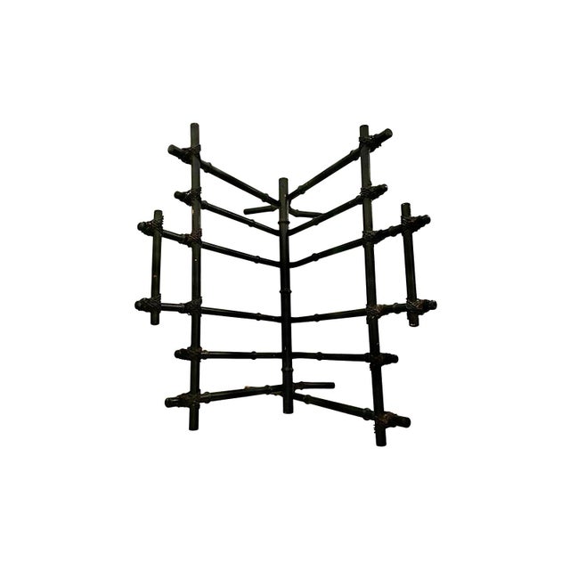 Magazine Holder Metal Black Faux Bamboo Rack v Shape Vintage MCM Decor For Sale In Tulsa - Image 6 of 7