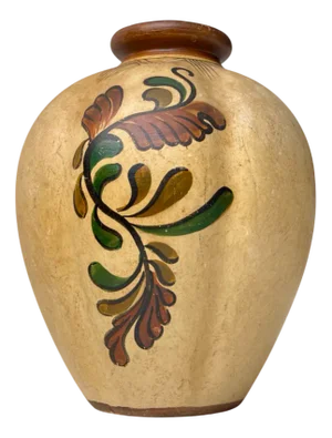 Art Deco Hand-Painted Earthenware Vase with Flowers from Knabstrup, 1930s