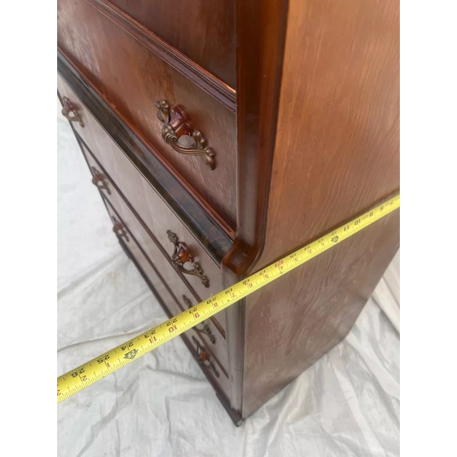 French Art Deco Dresser Five Drawers Bakelite Brass Pulls Satin Waterfall Top For Sale - Image 11 of 12