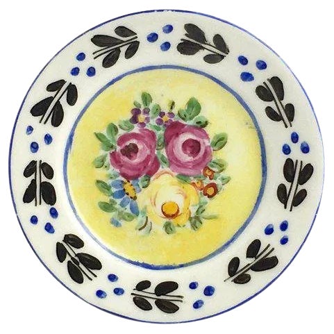 Vintage Mid-Century Porcelain Floral Plate Menu Stand For Sale