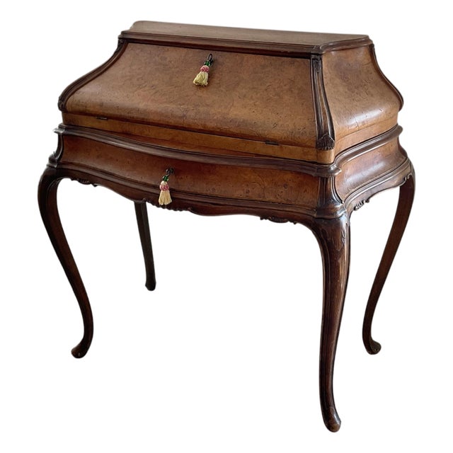 Late 19th Century Fine French Louis XV Style Fall Front Secretary Desk With Queen Anne Legs For Sale