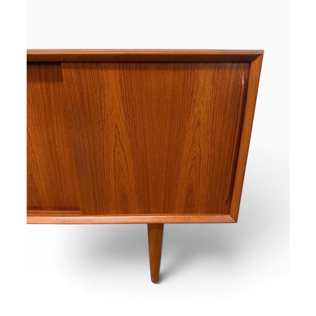 Vintage H. P. Hansen Danish Modern Sliding Door Teak Sideboard - Refinished! For Sale - Image 10 of 13
