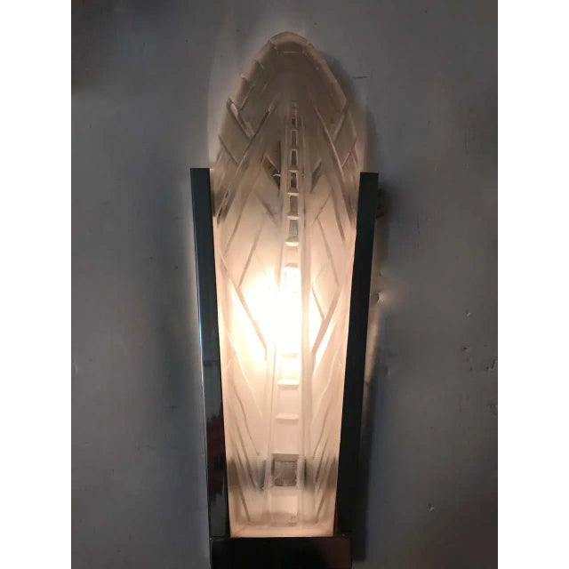1930s French Art Deco Geometric Sconces Signed by Sabino - a Pair For Sale - Image 9 of 11