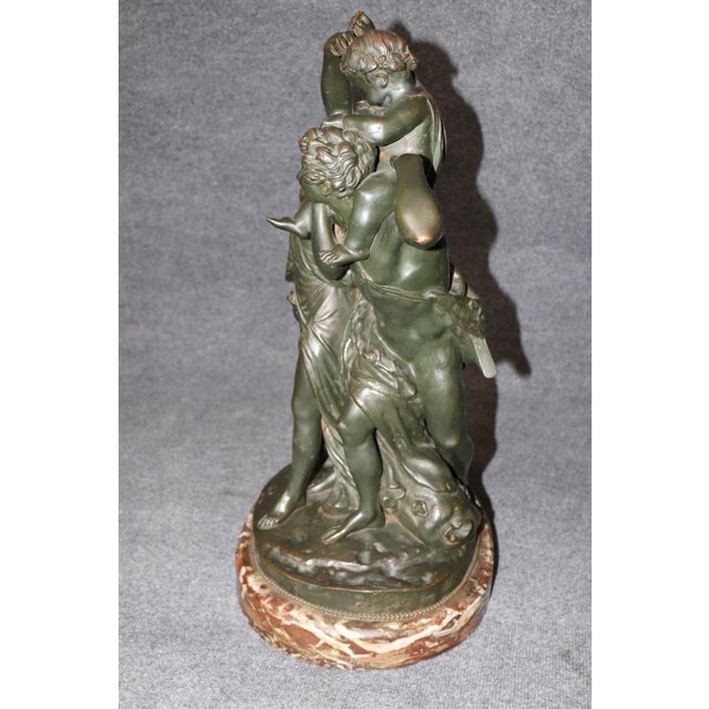Rococo 1920's Antique Bronze Statue of Children Playing Signed Clodion For Sale - Image 3 of 16