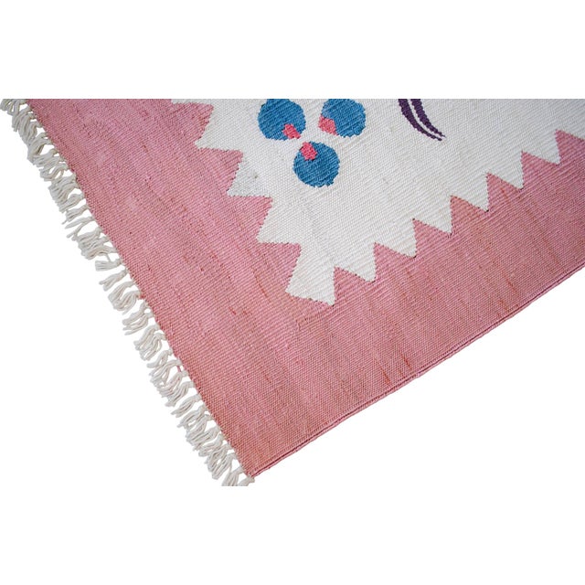 Turkish Silk Rug Kilim Hand Woven Chintemani Motif Oushak Area Rug - 4′2″ × 6′4″ For Sale - Image 11 of 12