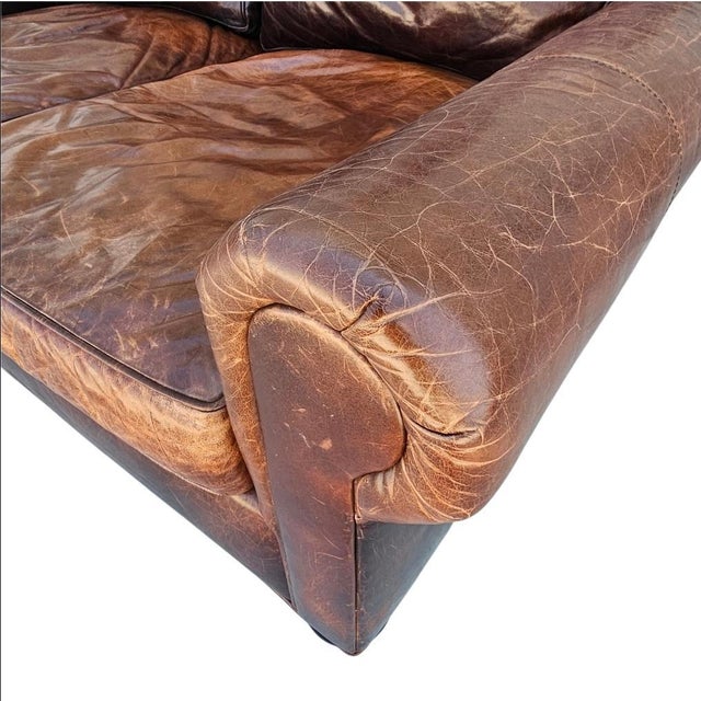 Restoration Hardware Lancaster Luxe Depth Brompton Sofa in Cocoa Leather For Sale - Image 16 of 18