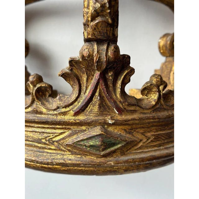 Rare Antique European Gilt Gesso + Carved Wood Demilune Bed Crown / Corona, Circa Mid 19th Century For Sale - Image 12 of 12