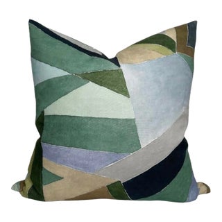 Roulade Green Abstract Pillow Cover, 20x20 Pillow For Sale