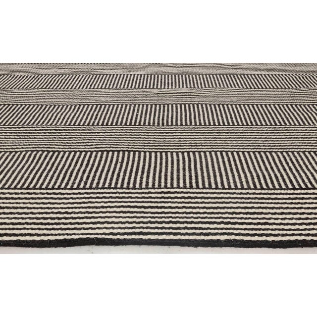 Early 21st Century Custom Modern Striped Black Beige Flat-Woven Wool Rug by Doris Leslie Blau For Sale - Image 5 of 7