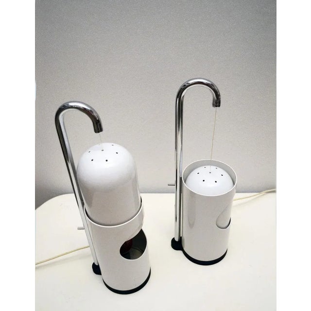 Enameled & Chromed Metal Table Lamps with Sliding Shades, 1970s, Set of 2 For Sale - Image 4 of 12