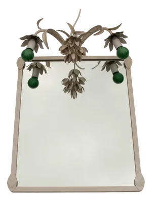 White Florentine Metal Wall Lamp on Mirror, 1980s