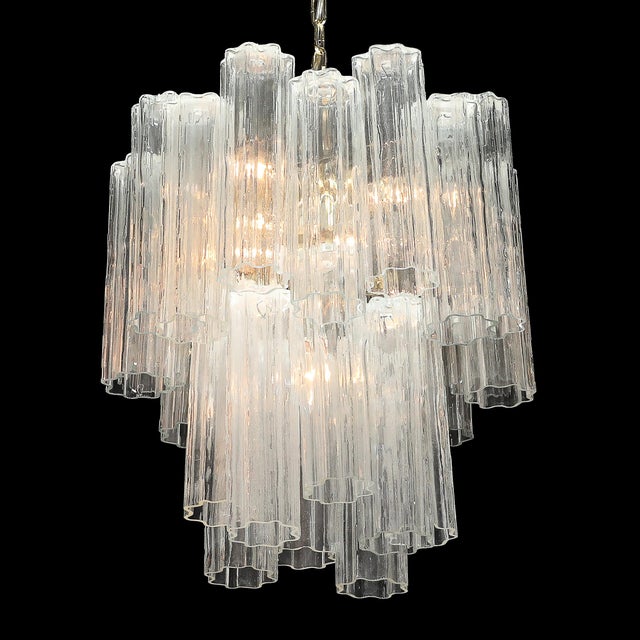 Mid-Century Modernist Murano Glass Tronchi Chandelier W/ Brass Fittings For Sale - Image 14 of 18