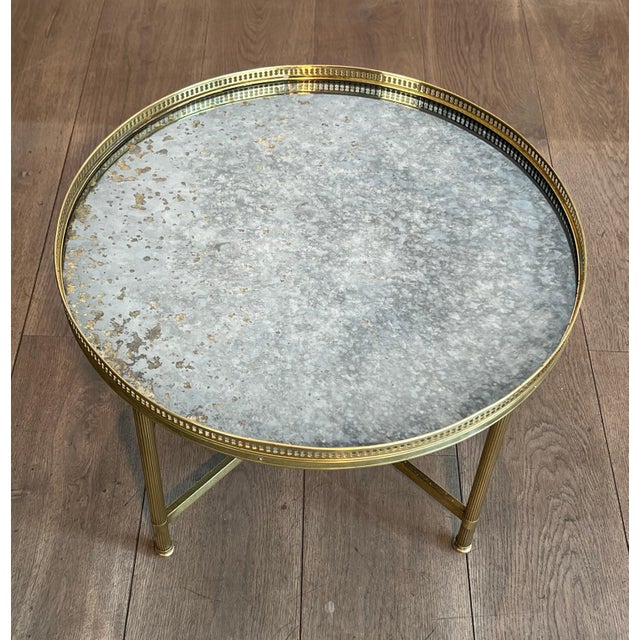 1940s 1940s Faux-Antiques Coffee Table with Mirrored Top by Maison Bagués For Sale - Image 5 of 12