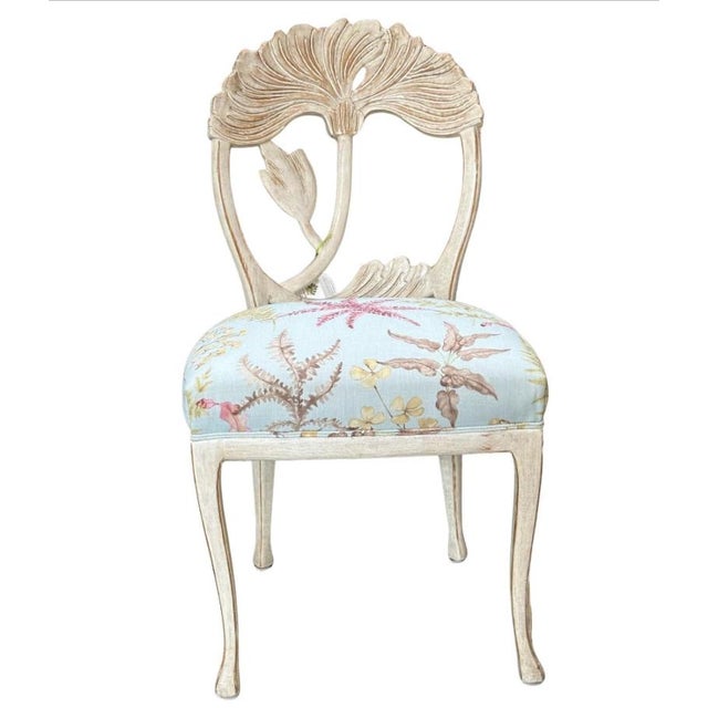 Vermillion Art Nouveau Flower Back Dining Chair W Scalamandre - 1 of 4 ...