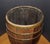 Later 19th century staved brass bound barrel stick stand, English. Oval. The brass straps have an Arts & Crafts motif....