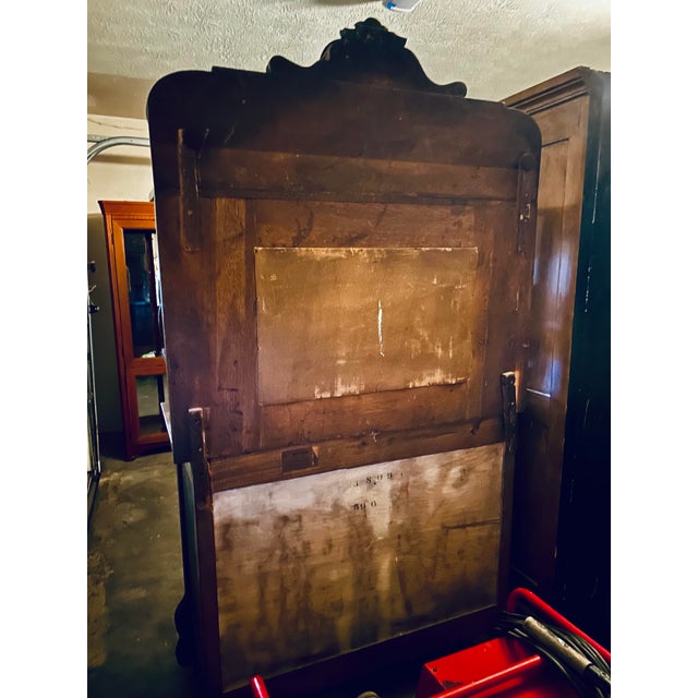 Antique Victorian Carved Tiger Oak Wood Buffet With Mirror For Sale - Image 12 of 12