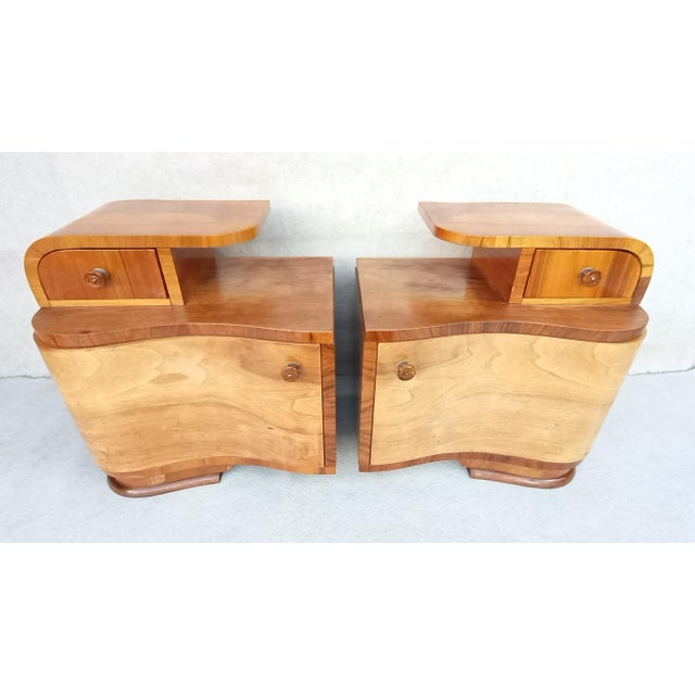 Art Deco Bedside Tables by Jindřich Halabala for Up Závody, 1940s, Set of 2 For Sale - Image 17 of 17